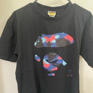Bape Black Tee with Colorful Logo